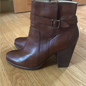 Frye booties. Worn only once inside, I bought them too large